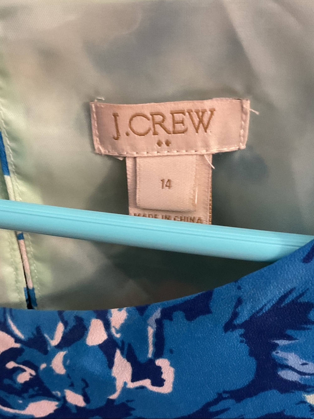 J. Crew Mint Floral Short Sleeve Dress with Blue & Coral Accentso size 14 - Picture 2 of 4